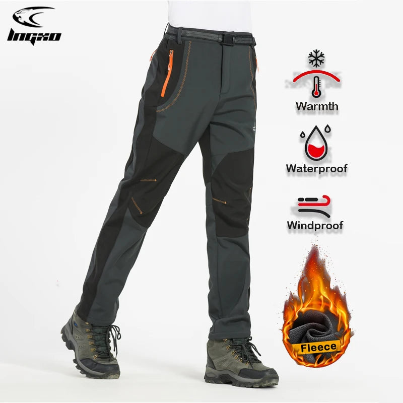 LNGXO Men’s Winter Fleece Hiking Pants – Waterproof, Windproof, & Insulated for Outdoor Adventures