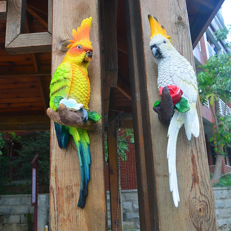 🦜 Resin Parrot Wall-Mounted Statue – Vibrant Outdoor & Indoor Garden Decor