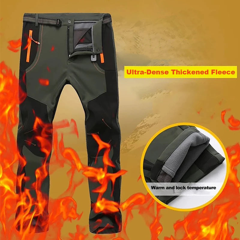 LNGXO Men’s Winter Fleece Hiking Pants – Waterproof, Windproof, & Insulated for Outdoor Adventures