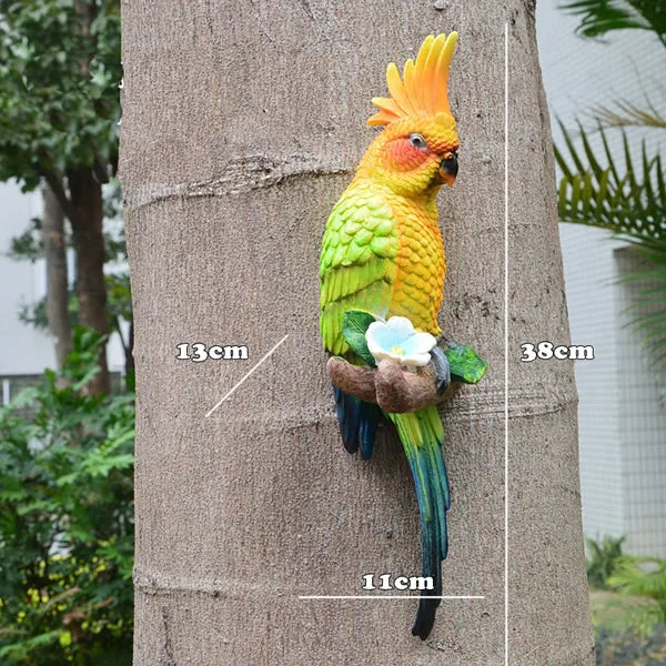 🦜 Resin Parrot Wall-Mounted Statue – Vibrant Outdoor & Indoor Garden Decor