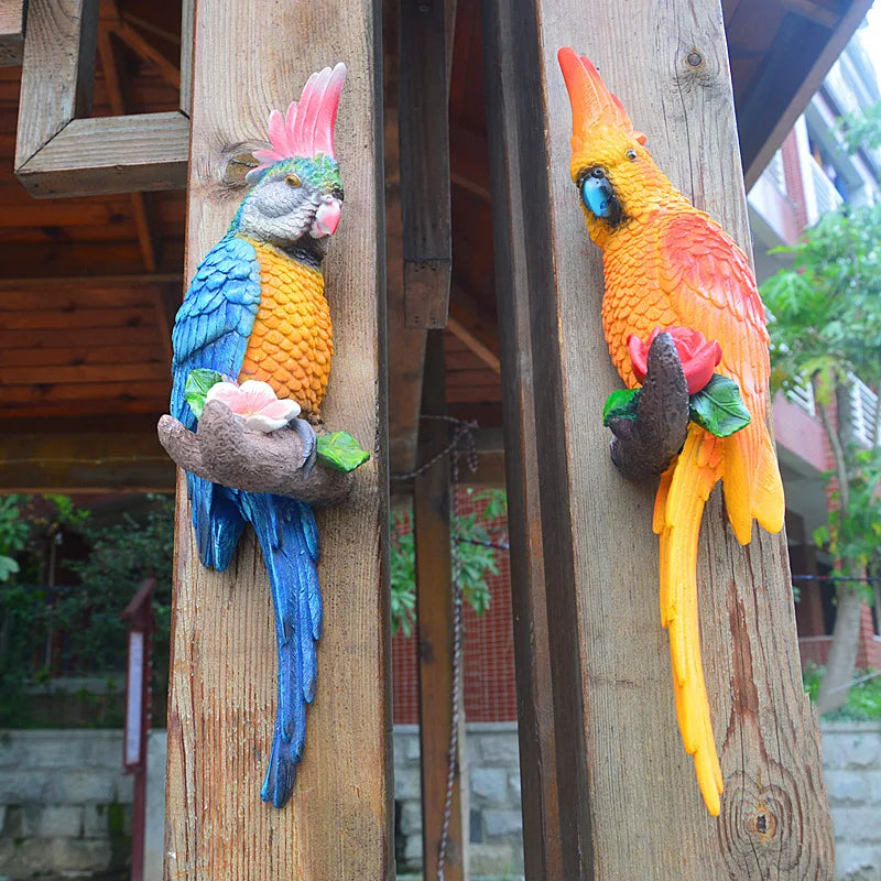 🦜 Resin Parrot Wall-Mounted Statue – Vibrant Outdoor & Indoor Garden Decor