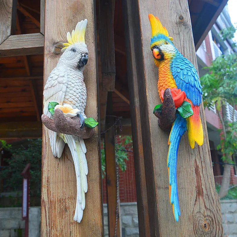 🦜 Resin Parrot Wall-Mounted Statue – Vibrant Outdoor & Indoor Garden Decor