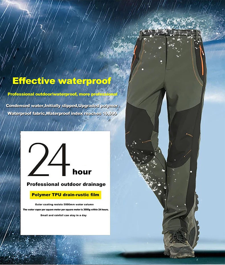 LNGXO Men’s Winter Fleece Hiking Pants – Waterproof, Windproof, & Insulated for Outdoor Adventures