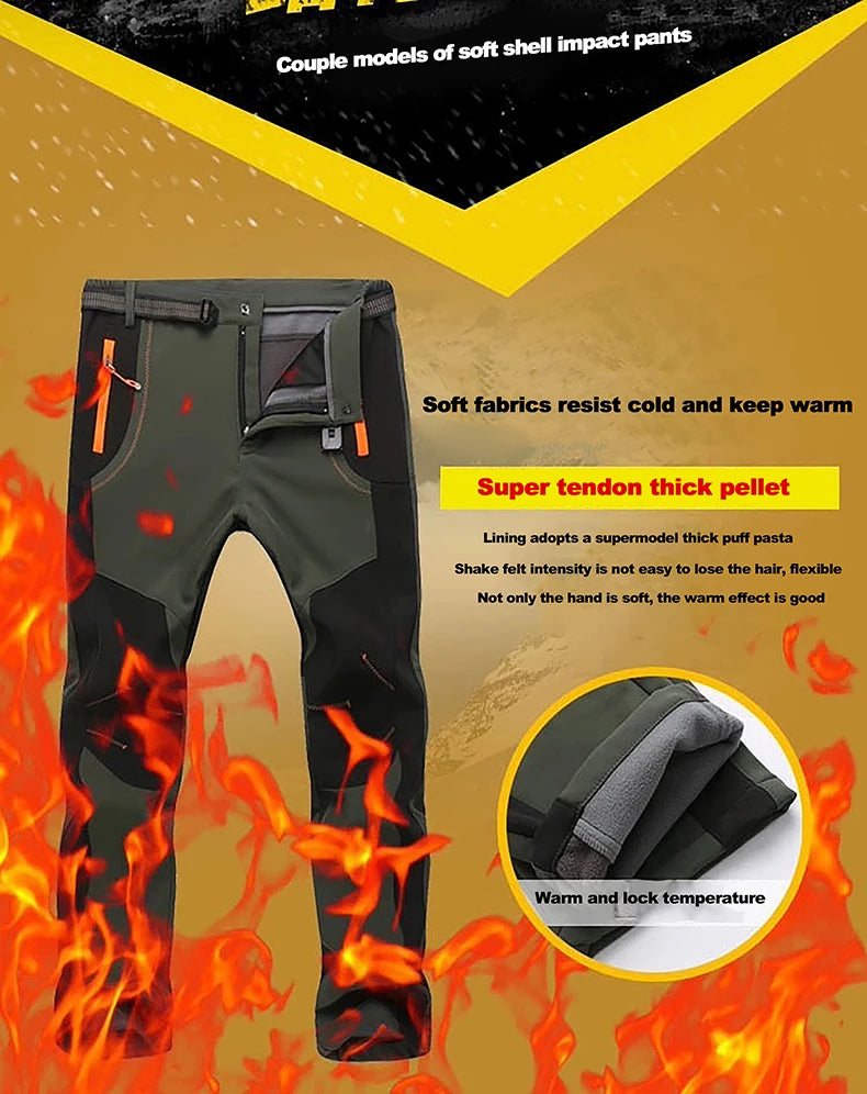LNGXO Men’s Winter Fleece Hiking Pants – Waterproof, Windproof, & Insulated for Outdoor Adventures
