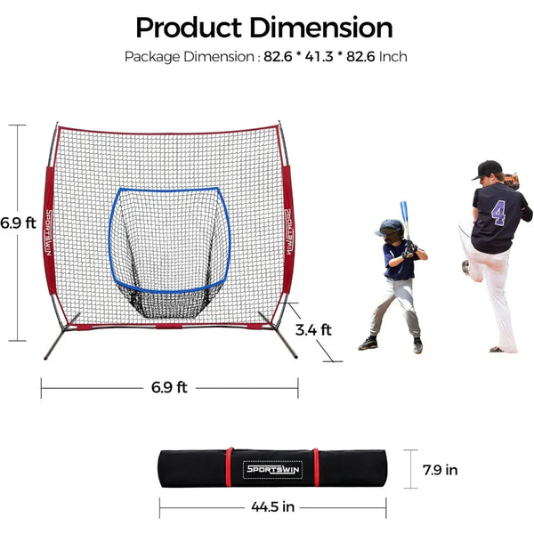 7x7 FT Baseball & Softball Net with Batting Tee