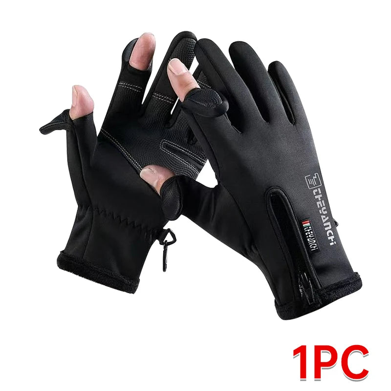 Winter Outdoor Warm Gloves – Flip-Zip Touchscreen Gloves for Cycling, Skiing, and Fishing