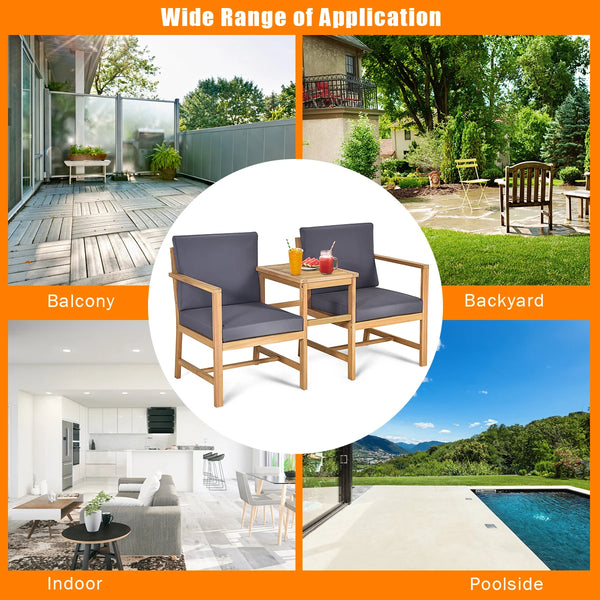 3-in-1 Patio Table and Chairs Set