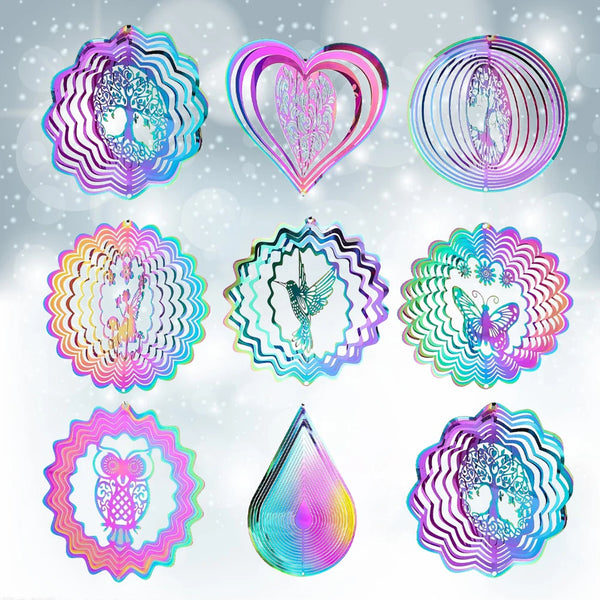 Gradient Color Wind Spinner – 3D Flowing Light Effect Wind Chimes for Outdoor Garden Decor