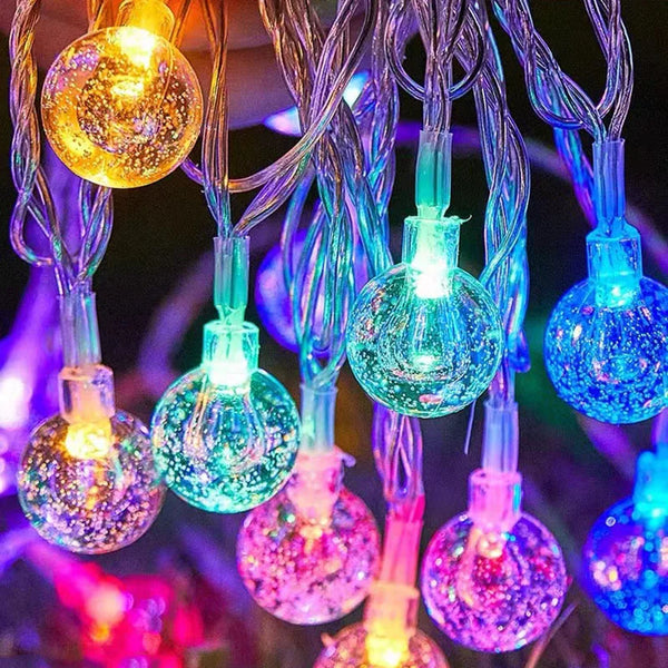 LED Crystal Ball Garland String Lights – Battery Operated Fairy Lights