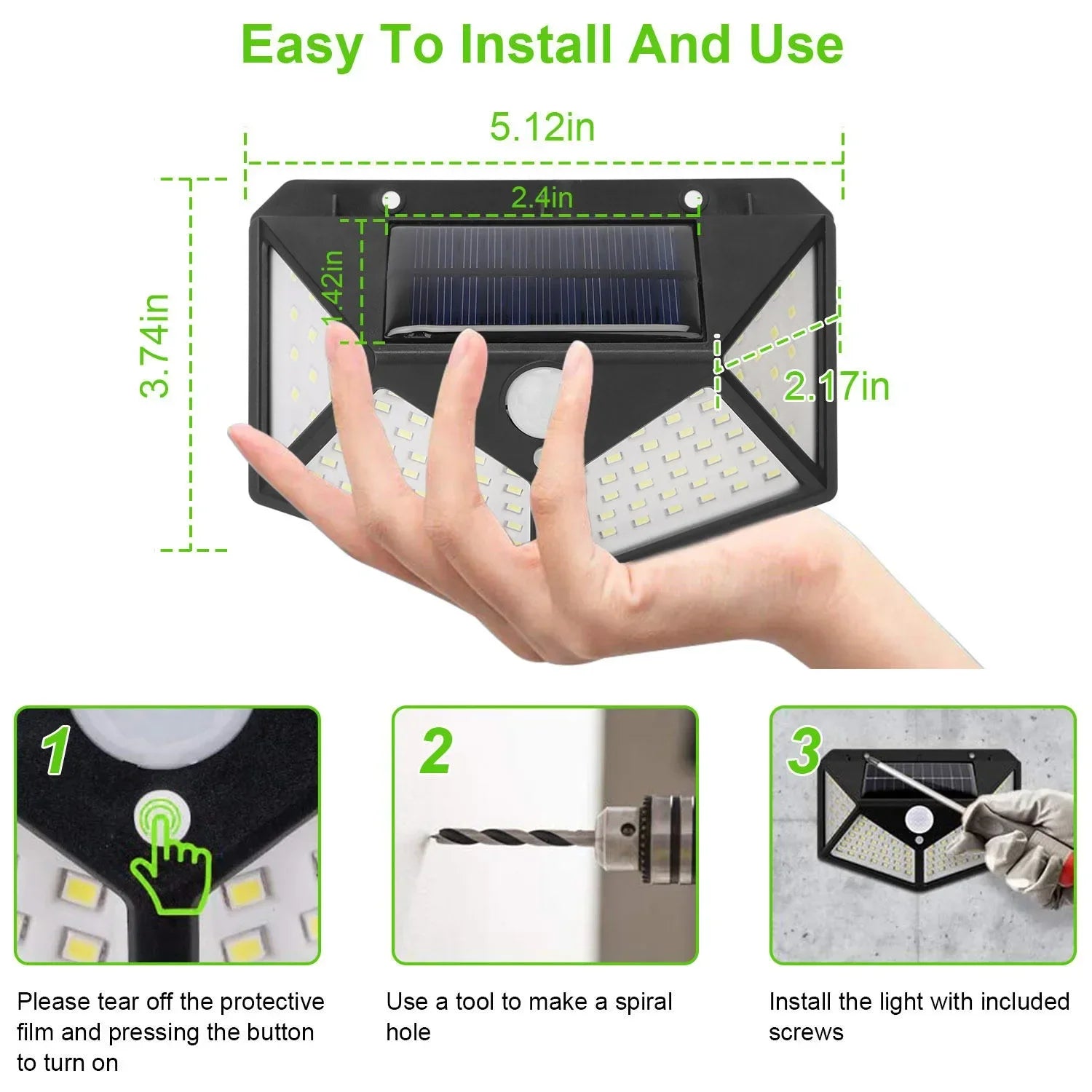 Multifunctional Solar LED Garden Light – Motion Sensor, Waterproof