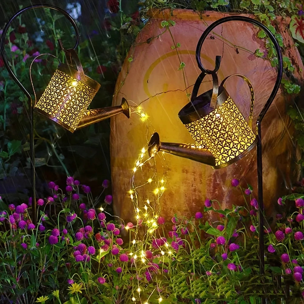 🌟 Solar Watering Can Light – Enchanting Waterfall Fairy Light for Your Garden