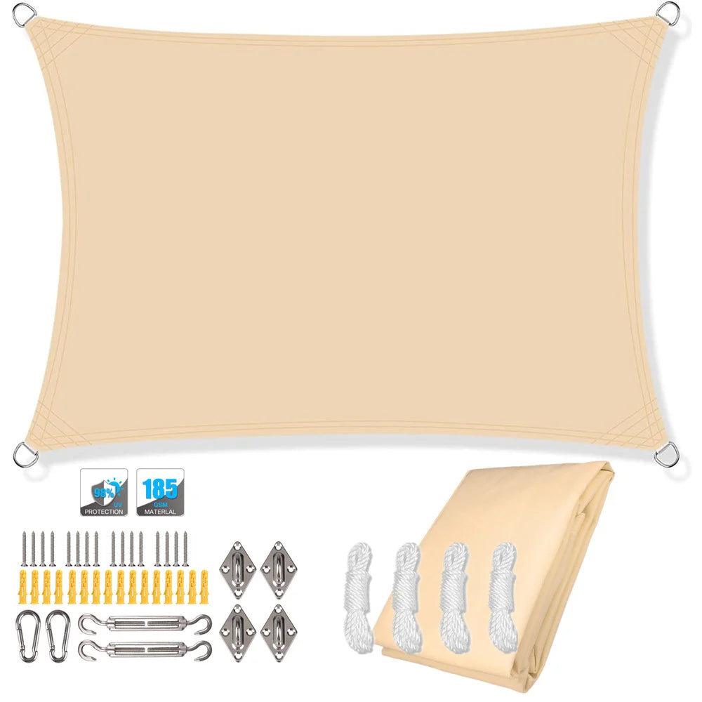 Waterproof Sun Shade Sail Canopy Rectangle UV Block Sun Shelter