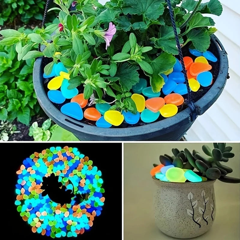 100PCS Glow In The Dark Luminous Stones Decorative Pebbles