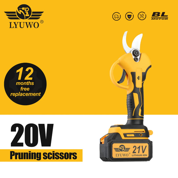 LYUWO 30mm 20V Brushless Cordless Trimming Scissors – Precision Pruning for Fruit Trees & Gardening