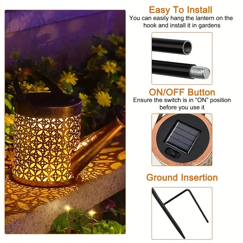 🌟 Solar Watering Can Light – Enchanting Waterfall Fairy Light for Your Garden