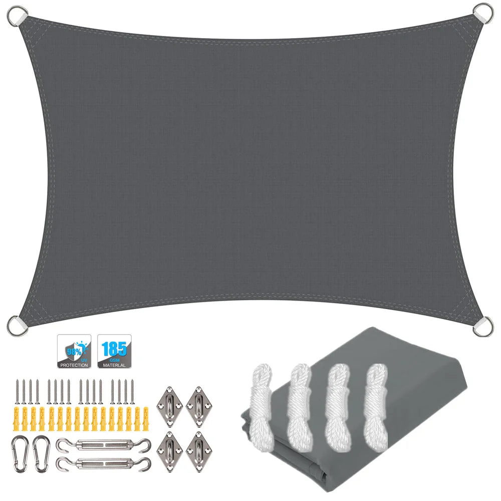 Waterproof Sun Shade Sail Canopy Rectangle UV Block Sun Shelter