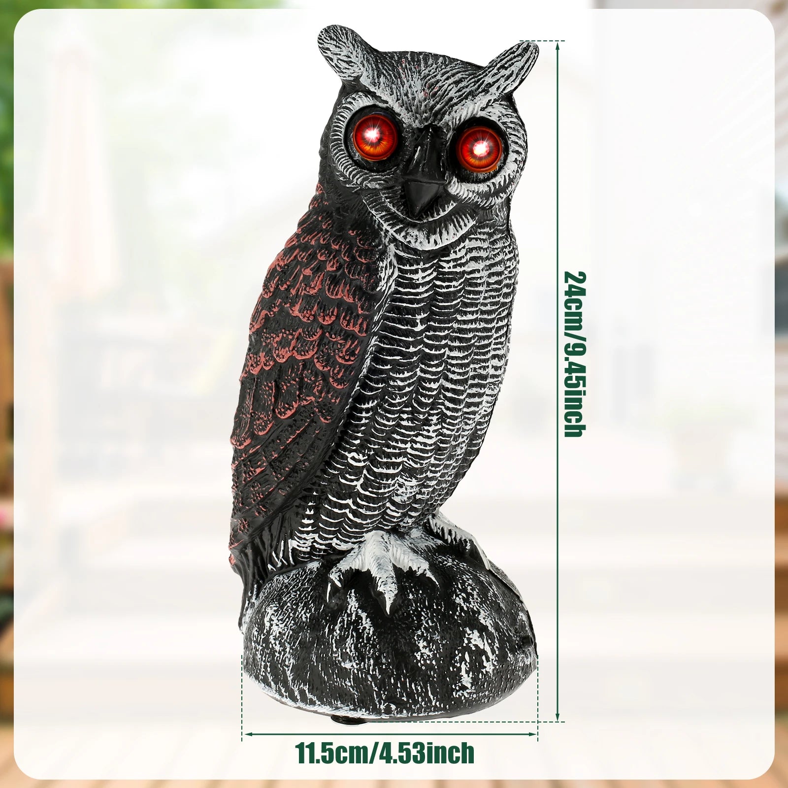 Solar Owl Bird Repellent – Realistic Garden Deterrent with Sound & Glowing Eyes