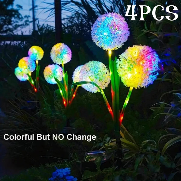 Solar Outdoor Dandelion Lights – LED Colorful Scallion Ball Lawn Lights