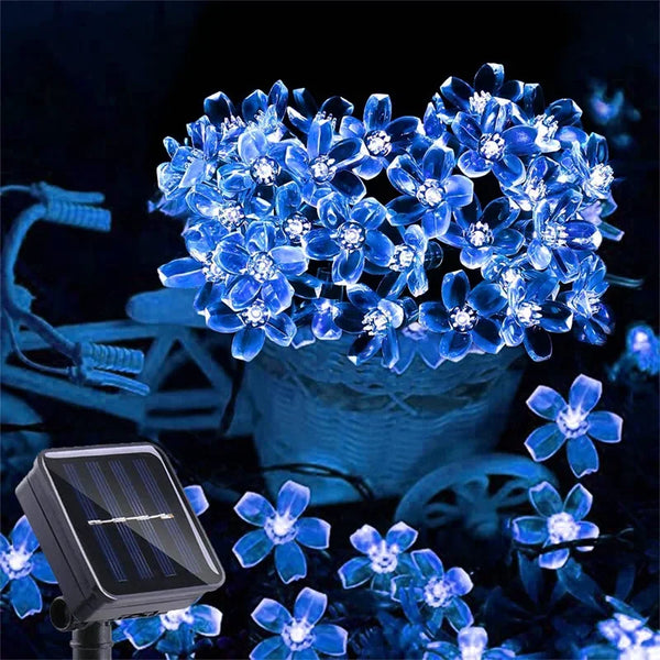 Solar Garden Flower String Lights – Waterproof Floral Fairy Lights