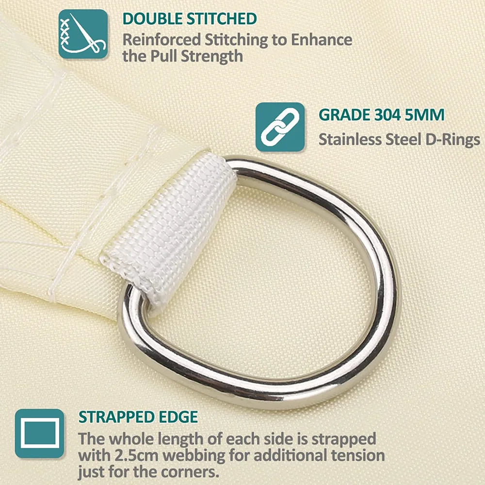 Waterproof Sun Shade Sail Canopy Rectangle UV Block Sun Shelter