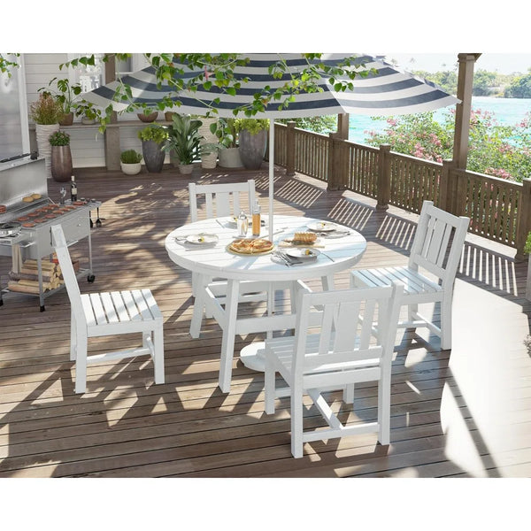 5-Piece HDPE Outdoor Dining Set with Umbrella Hole