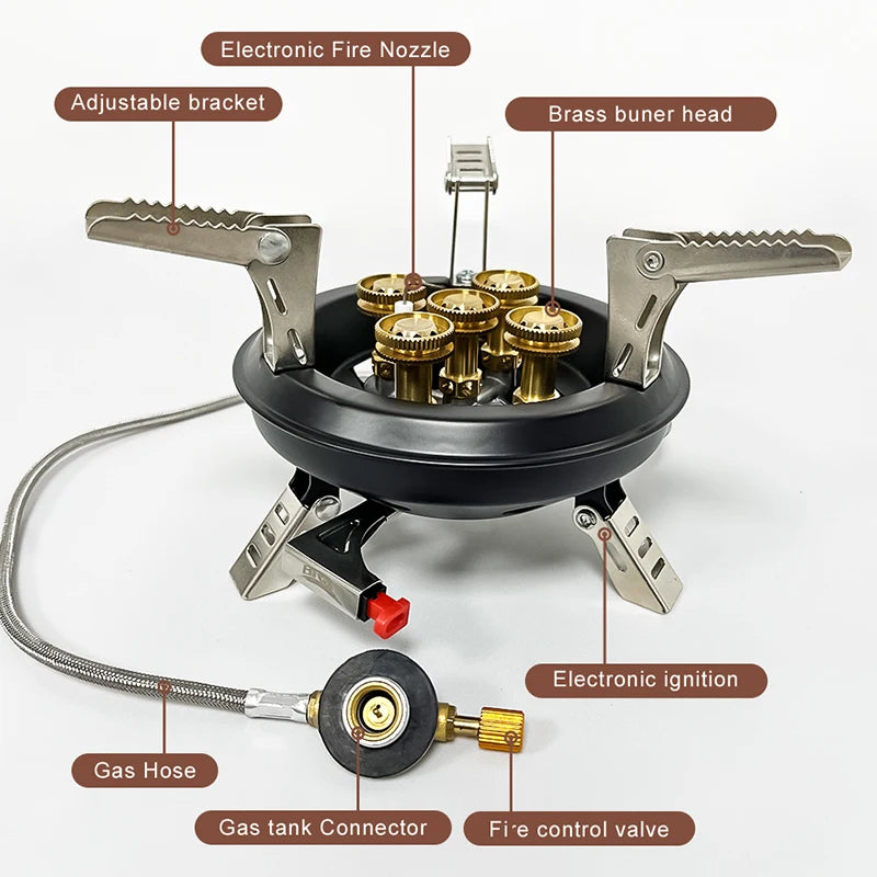 BRS-201A High-Pressure Portable Camping Gas Stove – 16000W Power with Piezo Ignition