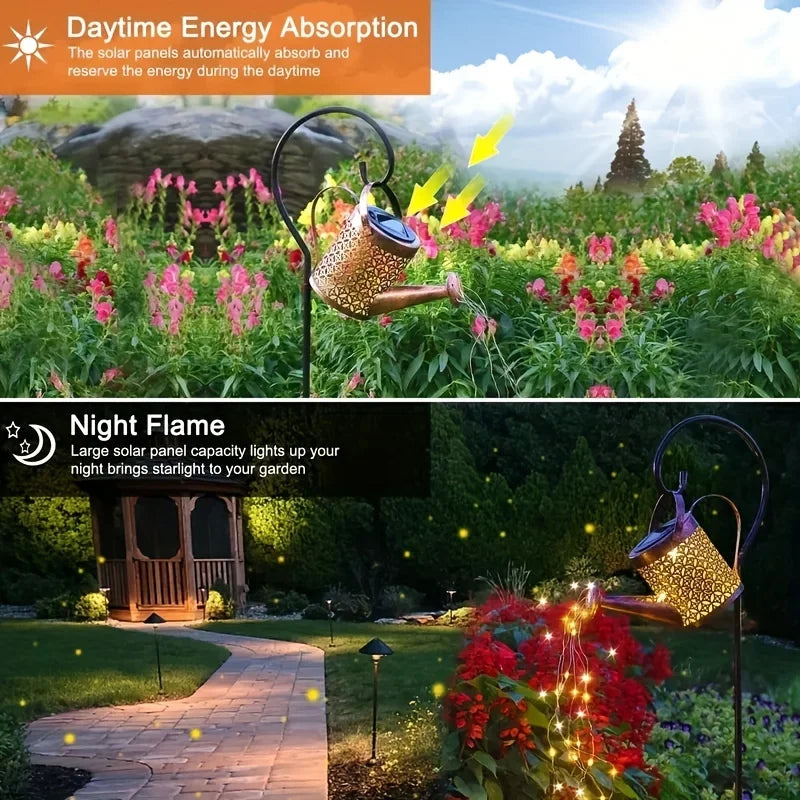 🌟 Solar Watering Can Light – Enchanting Waterfall Fairy Light for Your Garden