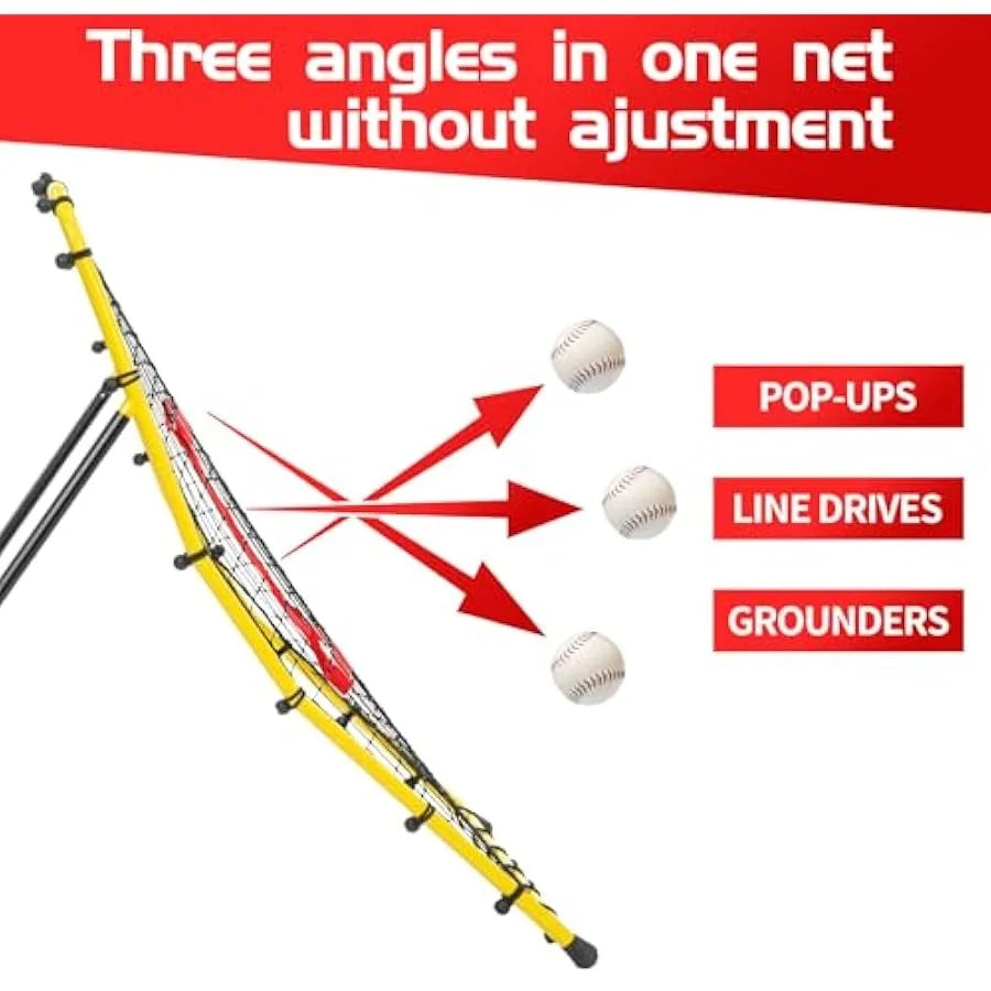 Baseball Rebounder Net with Pitching Target and 3 Angles