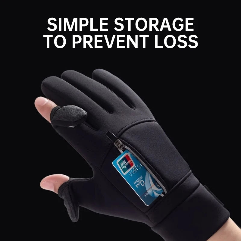 Winter Outdoor Warm Gloves – Flip-Zip Touchscreen Gloves for Cycling, Skiing, and Fishing
