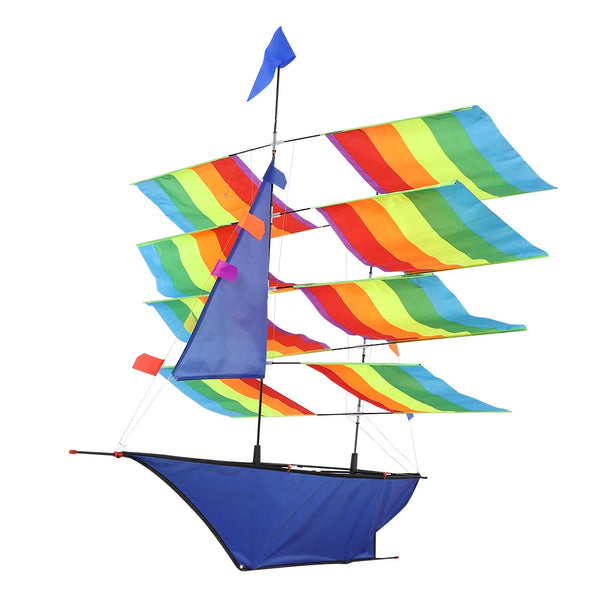 3D Rainbow Sailboat Flying Kite for Kids