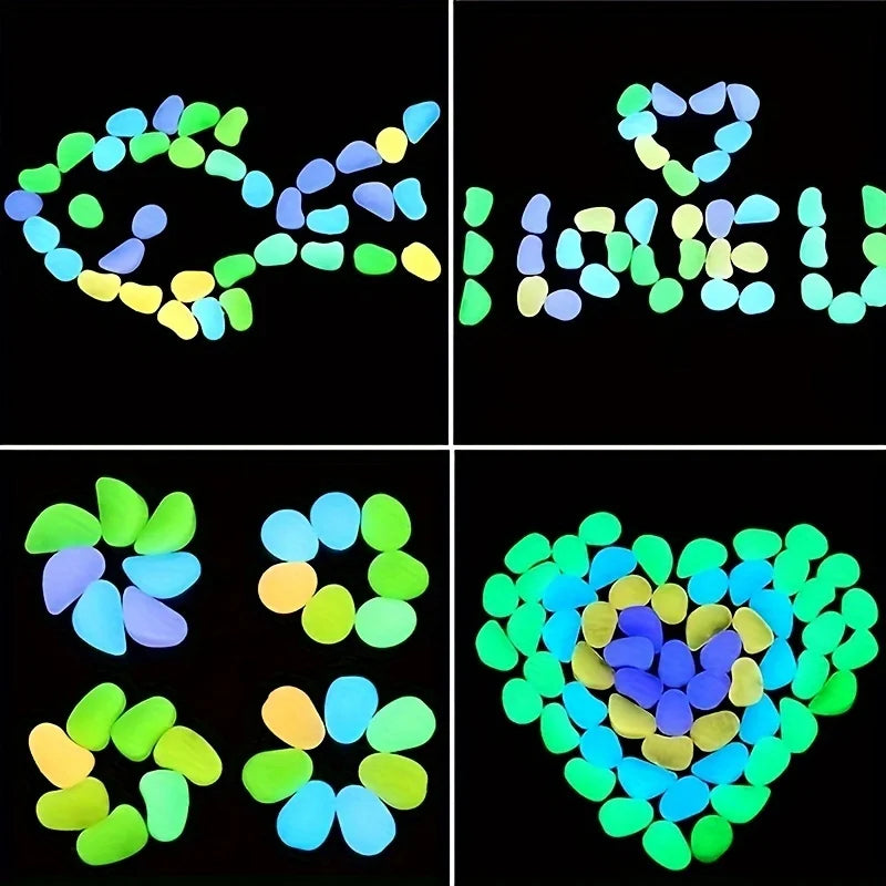 100PCS Glow In The Dark Luminous Stones Decorative Pebbles