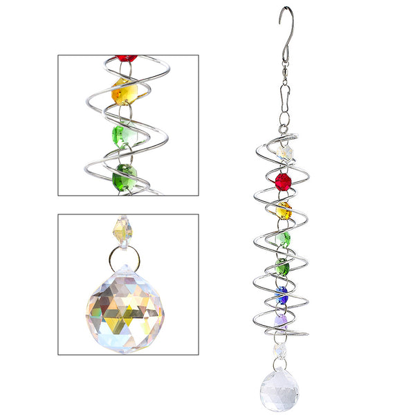 Spiral Tail Wind Spinner with Crystal Ball – Mesmerizing Suncatcher & Garden Decor