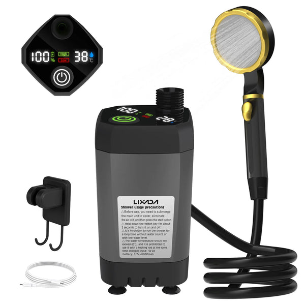Camping Shower Pump – Portable Outdoor Shower Kit with Digital Display