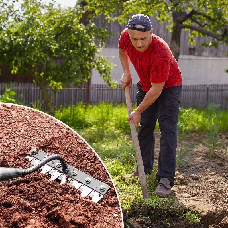 Iron Gardening Hoe & Rake – Versatile Weeding & Soil Loosening Tool
