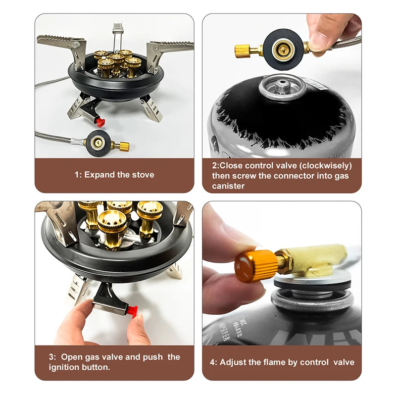 BRS-201A High-Pressure Portable Camping Gas Stove – 16000W Power with Piezo Ignition
