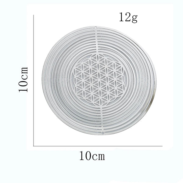 3.9inch Wind Spinner 3D Mandala Flower of Life Wind Chimes Parts Mirror Reflection Catcher Yoga Meditation Hanging Yard Decor