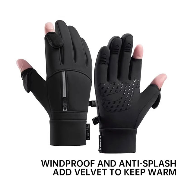 Winter Outdoor Warm Gloves – Flip-Zip Touchscreen Gloves for Cycling, Skiing, and Fishing