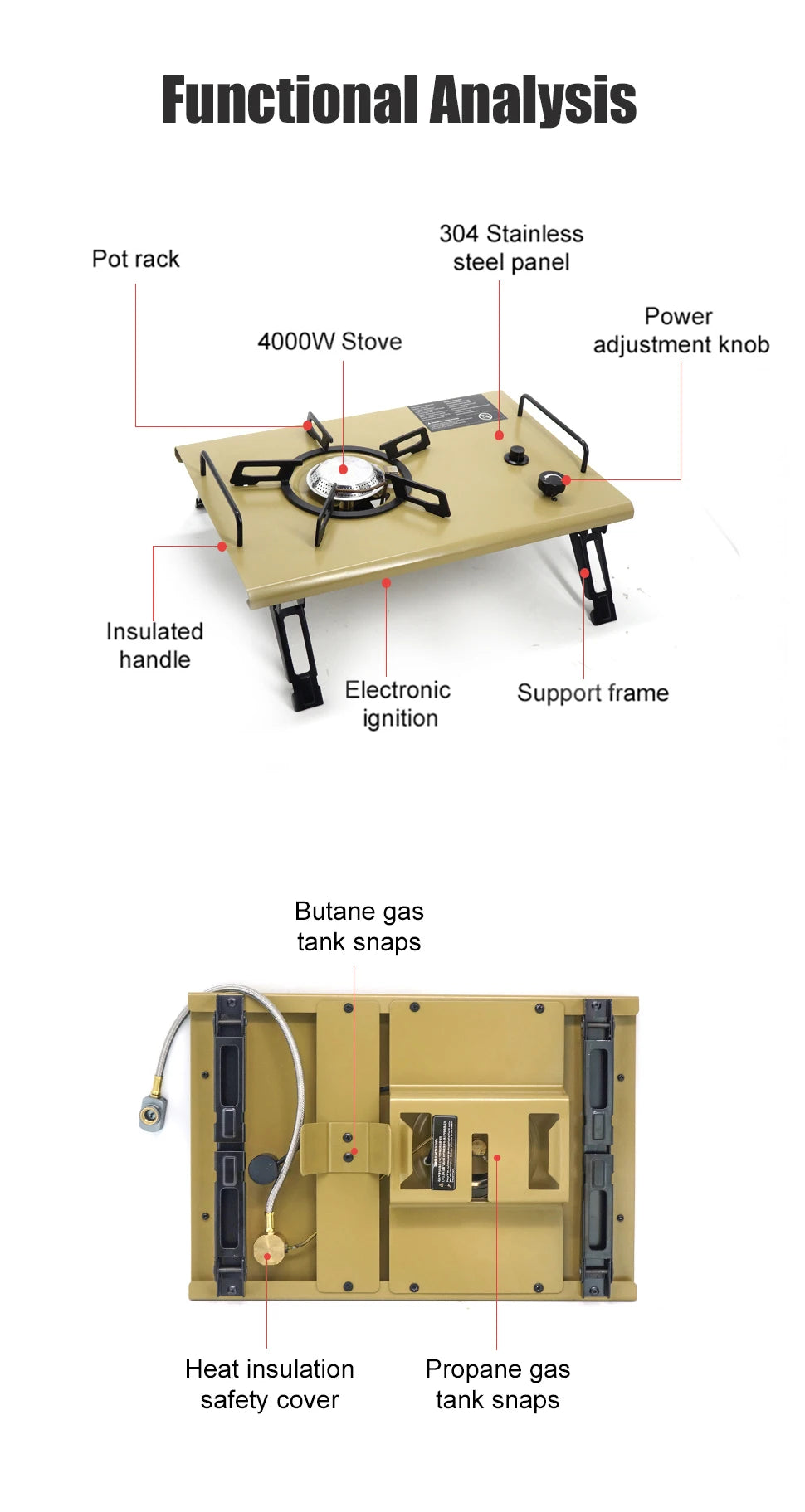 WESTTUNE 4000W High Power Portable Gas Stove – IGT-Compatible Folding Outdoor Burner