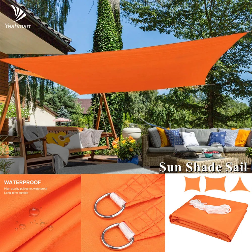 Waterproof Sun Shade Sail Canopy Rectangle UV Block Sun Shelter