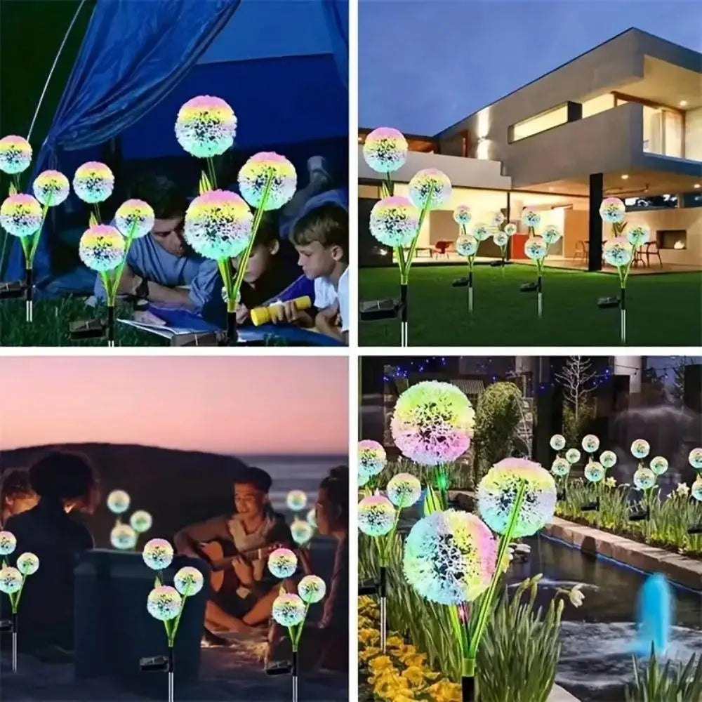 Solar Outdoor Dandelion Lights – LED Colorful Scallion Ball Lawn Lights
