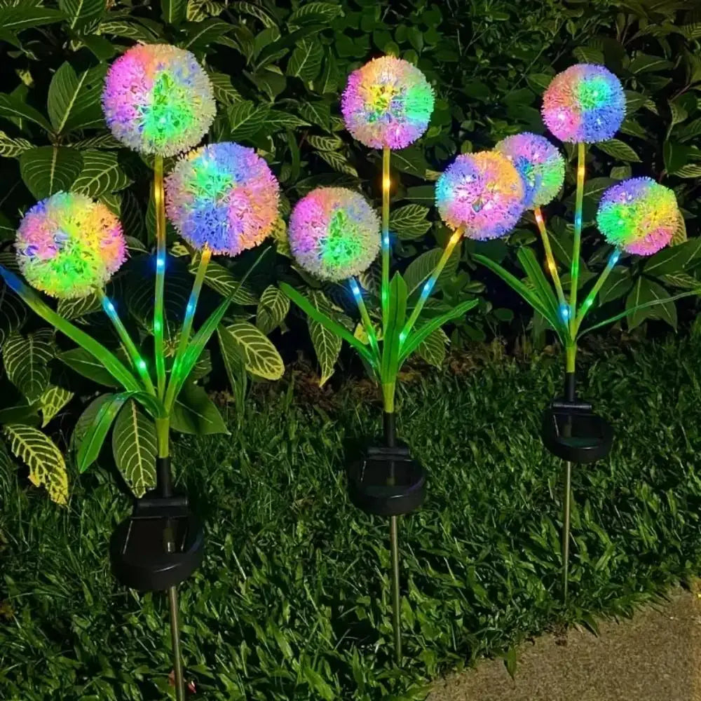 Solar Outdoor Dandelion Lights – LED Colorful Scallion Ball Lawn Lights