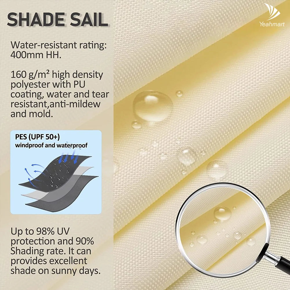 Waterproof Sun Shade Sail Canopy Rectangle UV Block Sun Shelter