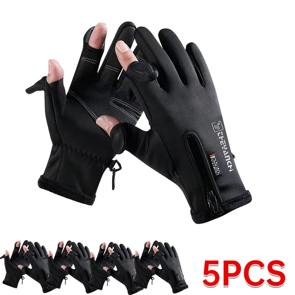 Winter Outdoor Warm Gloves – Flip-Zip Touchscreen Gloves for Cycling, Skiing, and Fishing