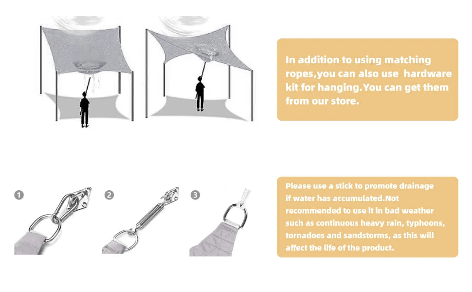 Waterproof Sun Shade Sail Canopy Rectangle UV Block Sun Shelter