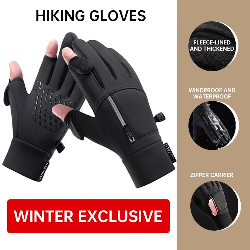 Winter Outdoor Warm Gloves – Flip-Zip Touchscreen Gloves for Cycling, Skiing, and Fishing