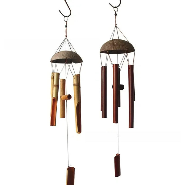 Bamboo Coconut Shell Craft Wind Chimes – Natural Bamboo & Coconut Shell Hanging Ornaments
