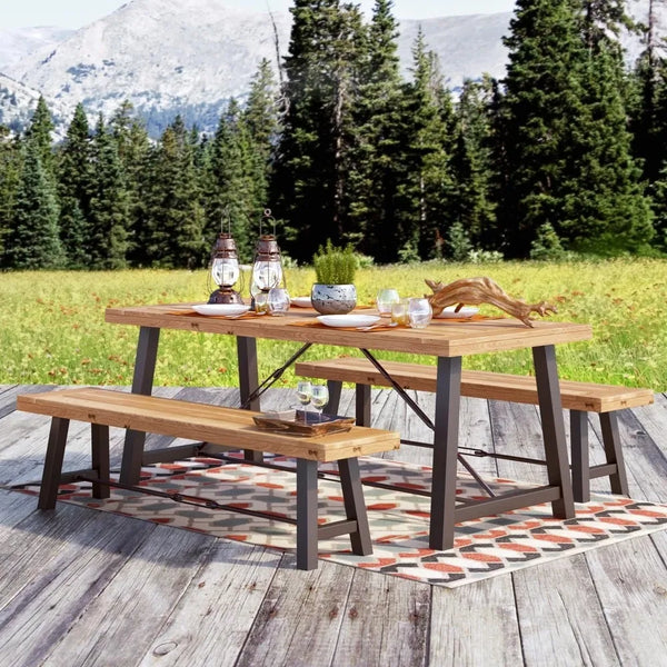 3-Piece Wood Outdoor Furniture Set -