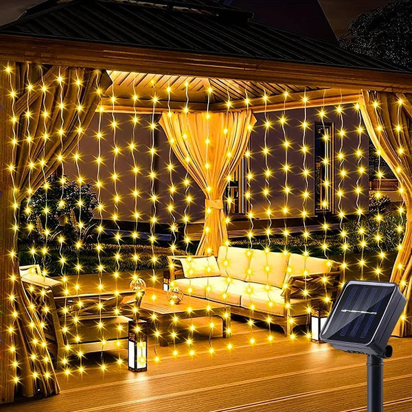 Solar Curtain String Lights – Waterproof Fairy Lights for Outdoor Decor