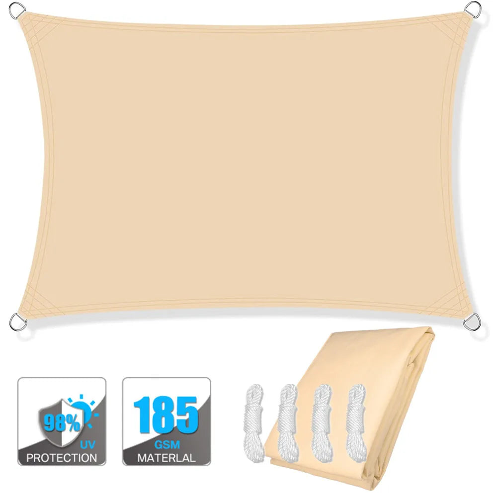 Waterproof Sun Shade Sail Canopy Rectangle UV Block Sun Shelter