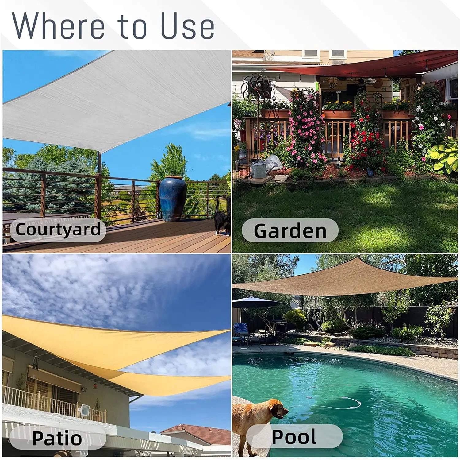 Waterproof Sun Shade Sail Canopy Rectangle UV Block Sun Shelter